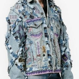 FAITH CONNEXION GRAFFITI DENIM JACKET XS